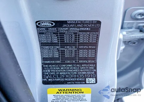 2024 Land Rover Discovery Sport Dynamic Se z USA, uszkodzony, nr VIN SALCL2FX0RH351910